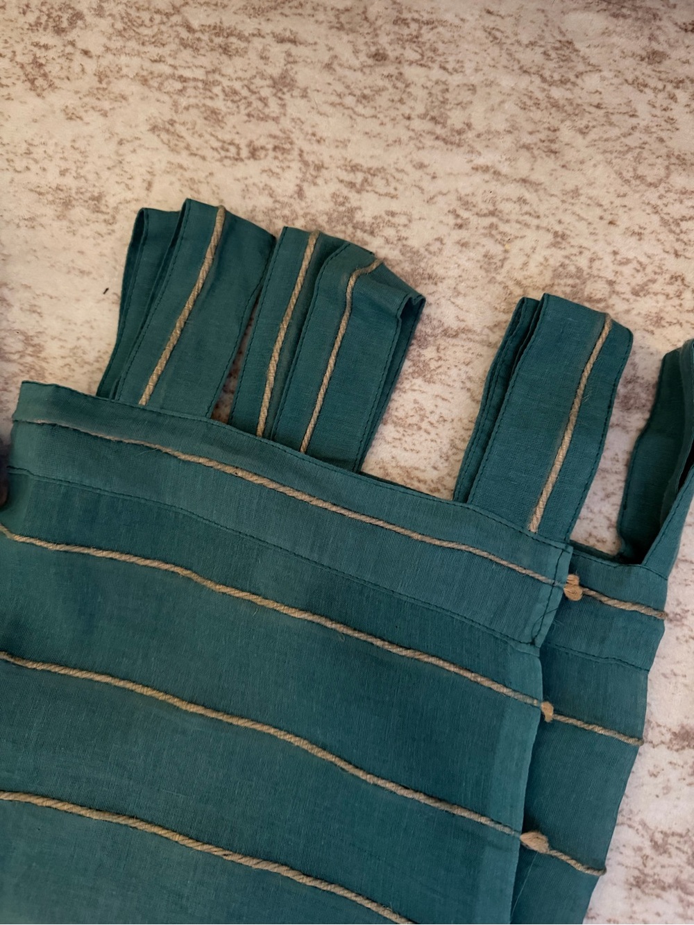 Cost Plus World Market Sahaj Teal Jute Striped Curtains 45”x96” Set of 2 - Picture 4 of 6